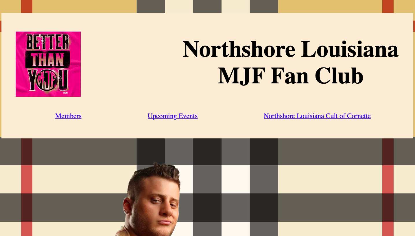 Screenshot of Northshore Louisiana MJF Fan Club Homepage